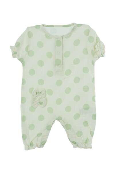 Oppland Baby Girl Romper 6-12 Months Organic Muslin Cotton Fabric Linen Short Sleeve Snap Fastener Opkbt25Byzmod50