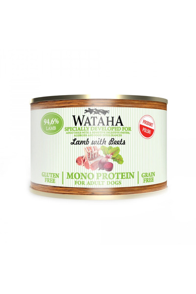 Wataha Conserva MONO PROTEIN Pentru Caine Adult, 94, 6% Carne, Cu Miel Si Sfecla, 200g