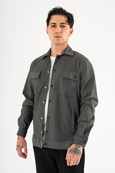 Souris Men's Smoked Hooded Double Pocket Snap Fastener Sports Jacket Comfortable Fit