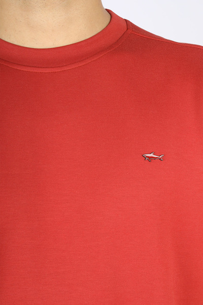 PAUL&SHARK Men's Regular Fit Cotton Metallic Logo Round Neck Long Sleeve Red Sweatshirt 15311864-636
