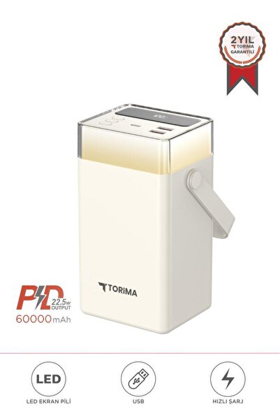 Torima Taşınabilir Batarya 60000 Mah Type-C Lightning Hızlı Şarj Rgb Işıklı 2...