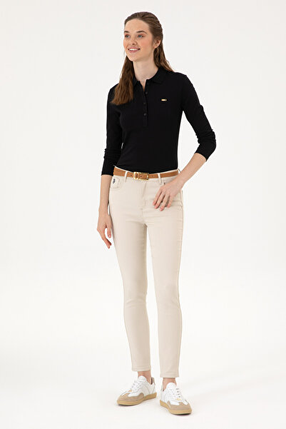 U.S. Polo Assn. Kadın Siyah Basic Polo Yaka Sweatshırt 50313593-VR046