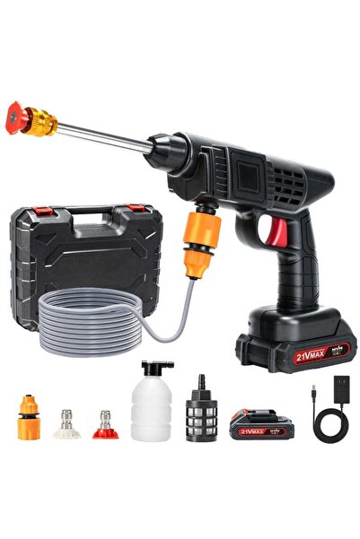 FOXMAG24 Πιστόλι πλύσης πίεσης με μπαταρία, 3 λειτουργίες, δοχείο αφρού, φίλτ...