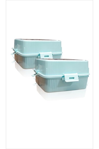 M3DECORİUM Two 2-Piece Large 15X15 cm Multi-Compartment School Children's Lunch Storage Container Box Plate Leak-Proof Lid Kindergarten Nursery Sandwich Fruit Box Set