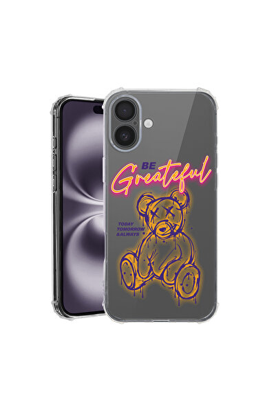 bestcase Carcasă spate antișoc pentru Apple iPhone 16, Teddy Bear - Be Gratef...