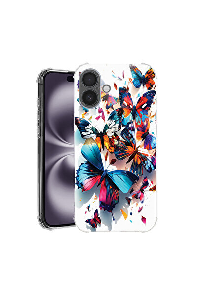 bestcase Carcasă spate antișoc pentru Apple iPhone 16 Plus, fluturi colorați,...