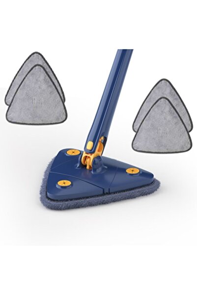 HOZRO Triangular Mop with 4 Cloths – Ideal for Corners and Narrow Areas, 360° Swivel Head