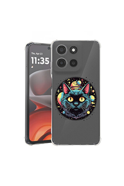 bestcase Carcasă spate antișoc pentru Motorola Moto G15, Mystic Black Cat, 19...