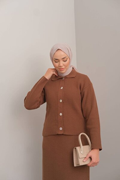 Suede Style 80285 - Stylish Comfortable Y Knitwear Skirt Cardigan Women's Set