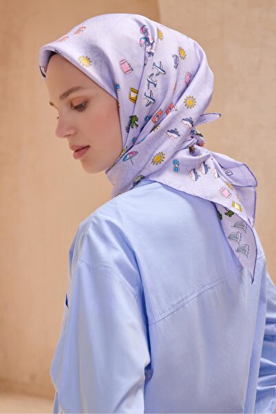 Belli Tivil Pure Silk Scarf 4121 - 53 Μωβ Μικτό σχέδιο