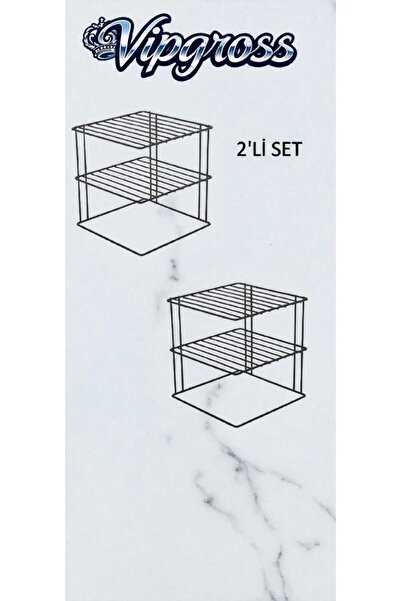 vipgross Чорний 2 штуки 3-ярусний органайзер для шафи для посуду Органайзер д...