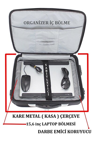 CANARİS Чанта за пилоти, чанта за търговски представители, документи, 15,6-инчов лаптоп, 7 отделения, заключваща се с комбинационна ключалка