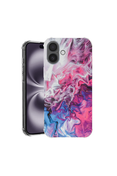 bestcase Αντικραδασμική θήκη πλάτης για Apple iPhone 16 Plus, ροζ και μπλε μα...