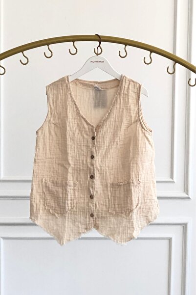 Yağmur Butik Önden Düğme Detaylı Cepken Yelek