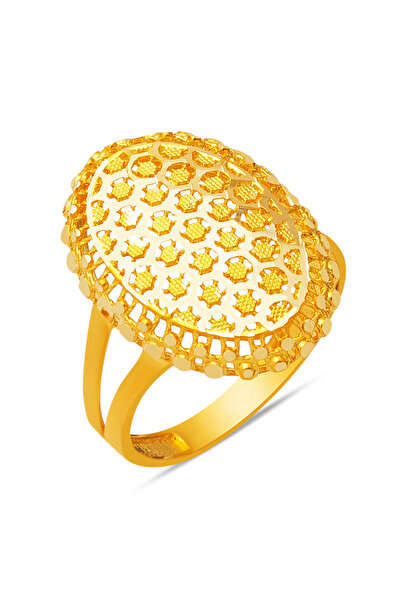 Bilezikci Petek Sarı Altın Elips Yüzük