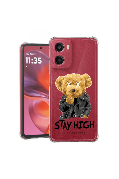 bestcase Husă spate antișoc pentru Motorola Moto E15, Stay High Teddy Bear, 1...