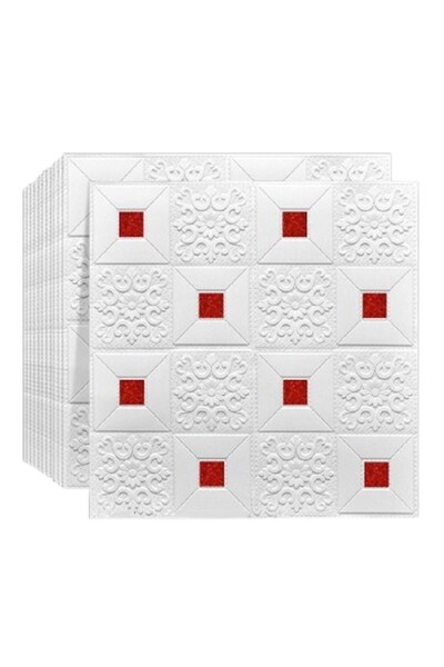 HOZRO Set 100x Tapet 3D autoadeziv HOZRO, Model pentru Tavan/Perete, design modern, Alb/Rosu