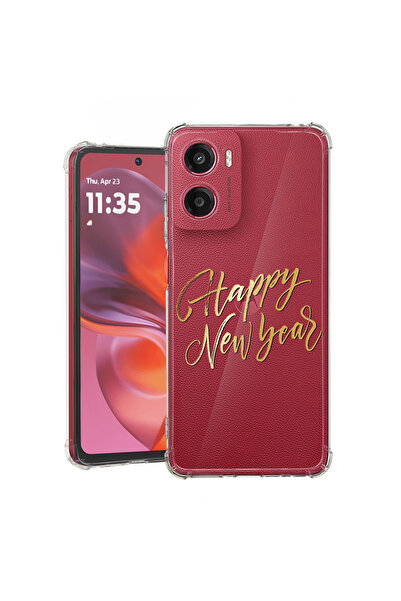 bestcase Carcasă spate antișoc pentru Motorola Moto E15, An Nou Fericit, 1988...