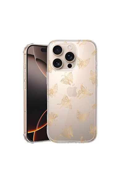 bestcase Carcasă spate antișoc pentru Apple iPhone 16 Pro Max, fluture auriu,...
