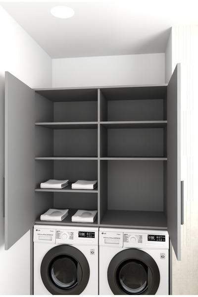 DEPODANDİREKT Çamaşır veya Kurutma Makinesi Bölmeli Banyo Dolabı, İki Kapaklı...