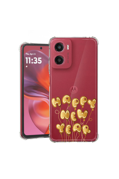 bestcase Carcasă spate antișoc pentru Motorola Moto E15, An Nou Fericit, 1988...