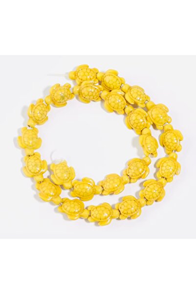 yiğit aksesuar 10Pcs Yellow Color Ceramic Turtle Beads Jewelry Crafts Handwork Supplies