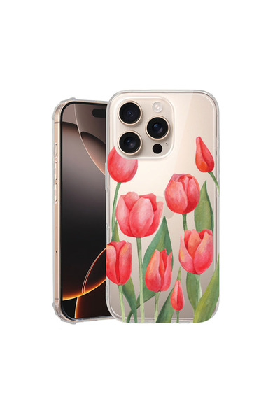 bestcase Carcasă spate antișoc pentru Apple iPhone 16 Pro Max, Lalele roșii, ...