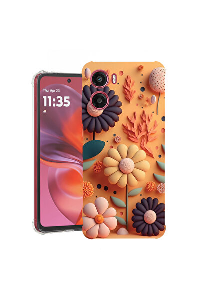 bestcase Carcasă spate antișoc pentru Motorola Moto E15, Happy Flowers, 1988242 AS 1149