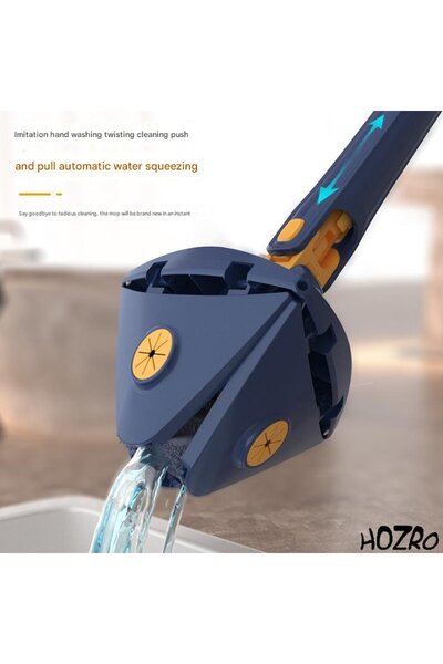 HOZRO Mop triunghiular cu 4 lavete – Ideal pentru colțuri și zone înguste, cap pivotant la 360°