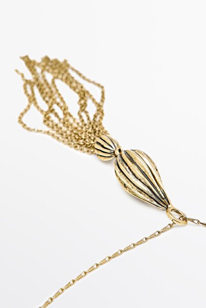 Massimo Dutti Uzun kakao püsküllü kolye