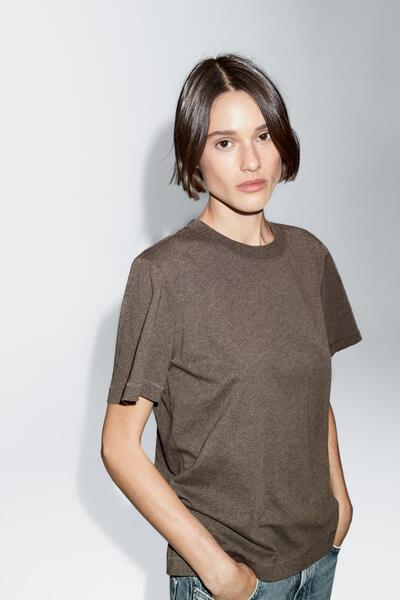 Massimo Dutti Kısa kollu melanj t-shirt