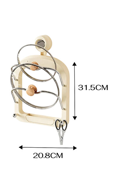 Vekorr Vantuzlu Çok Amaçlı Mutfak Tava Saklama Tencere Kapak Tutucu Organizer Raf