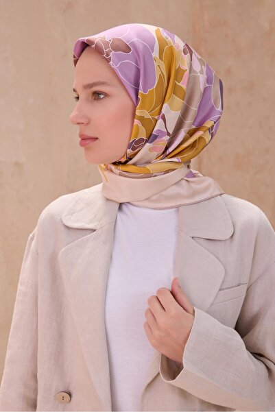 Belli Eșarfă din mătase pură Tivil 4127 - 34 Motiv mixt violet