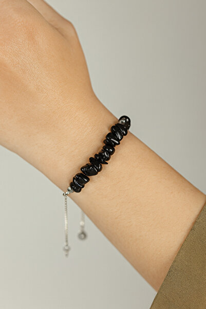 LOVELOTUS سوار من حجر الأونيكس الطبيعي المكسور مع سلسلة فولاذية