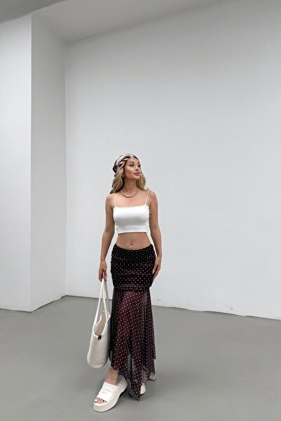 mylove Polka Dot Asymmetrical Skirt Brown