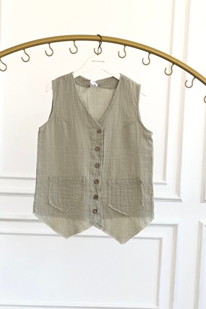 Yağmur Butik Önden Düğme Detaylı Cepken Yelek