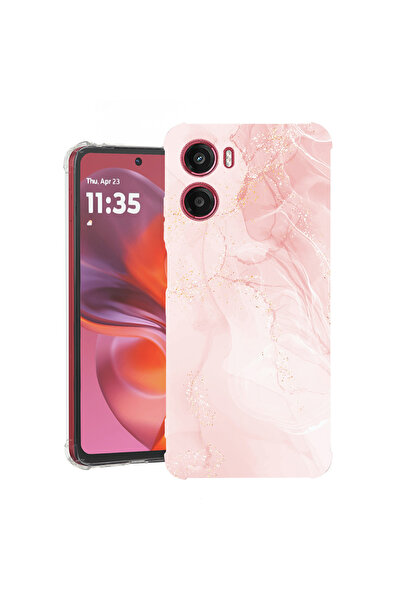 bestcase Carcasă spate antișoc pentru Motorola Moto G05, roz pastel marmorat, 1926357 AS 1249
