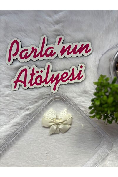 SOFT ac de păr cu fundă ecru cu clemă de crocodil