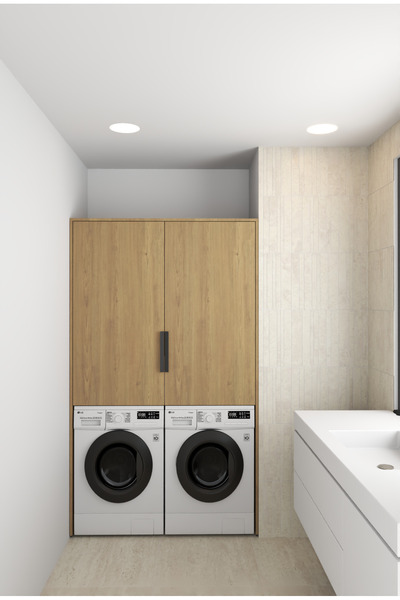 DEPODANDİREKT Çamaşır veya Kurutma Makinesi Bölmeli Banyo Dolabı, İki Kapaklı...