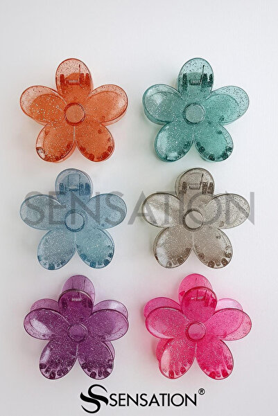 sensatıon Simli Papatya Saç Tokası 6 Çeşit Renk Dayanıklı Sert Poliüretan