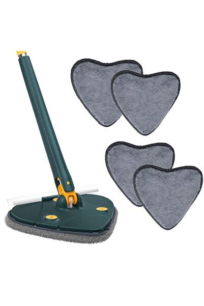 HOZRO Mop Telescopic cu Cap in Forma de Inima, 4 Lavete, Rotire 360°, Maner de 127 cm – Verde/Gal