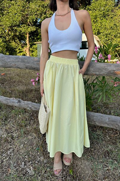mylove Poplin Street Flared Skirt Yellow