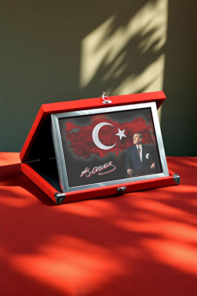 Ahsen resim çerçeve Tablou pe pânză înrămat cu steagul turcesc, în cutie roși...