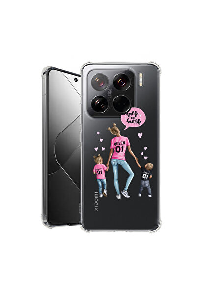 bestcase Anti Shock Back Case For Xiaomi 15, Mom Life Boy And Girl, 1926363 AS 557