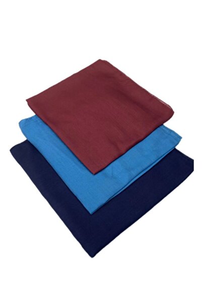 OSMANLI Düz Renk Dikişli Tülbent, 3 Adet Yazma, Düz , lacivert, mavi ,bordo