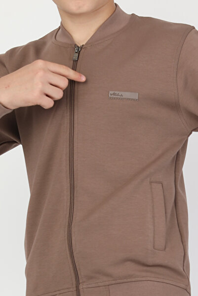 Fagis سترة بياقة جامعية وأكمام طويلة مع سحاب