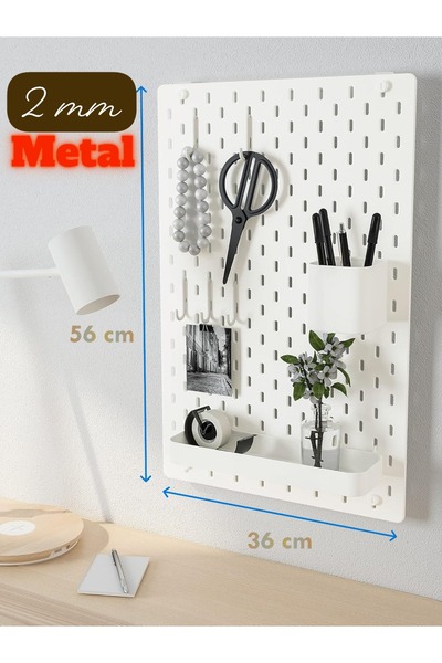 TechnoLoby 2 mm White Metal 36X56 cm Multi-Purpose Board Organizer Pegboard