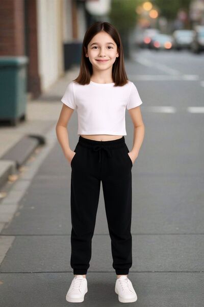 cm buseyiz 2'Li Günlük ve Okul İçin Rahat Kalıp Unisex Çocuk Eşofman Altı---Crop Dahil Değildir