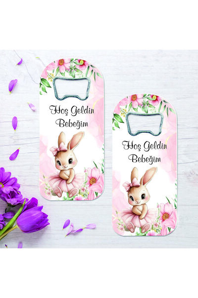 Ege ajans 10 adet (kartlı ve jelatinli) tavşan figürlü bebek hediyelik açacak magnet