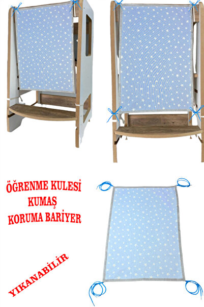 KAŞIKBEY Öğrenme Kulesi Ek Ön Koruma Bariyer Kumaşı Çocuk Güvenlik Kule Ön Ba...